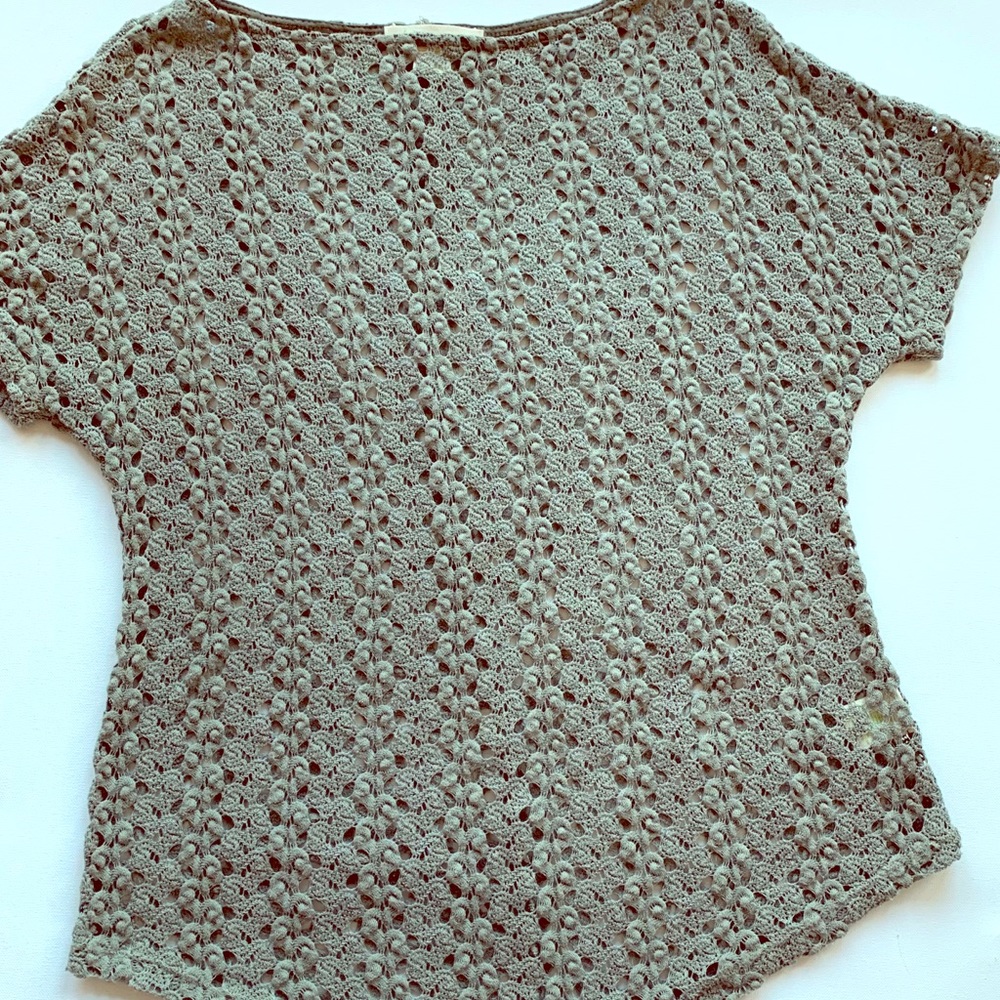 Anthro Staring at the stars green crochet top XS